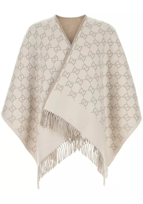 Gucci embroidered wool cape - Neutrals