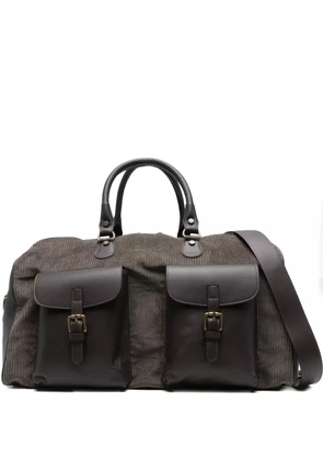 Barba corduroy leather-trimmed duffle bag - Brown