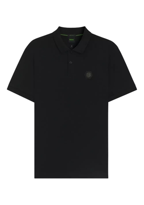 BOSS logo-plaque polo shirt - Black