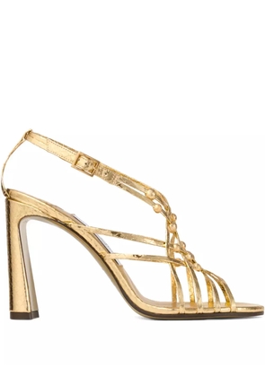 Jimmy Choo 90mm leather heeled sandals - Gold