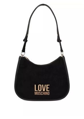Love Moschino logo-plaque half-moon shoulder bag - Black