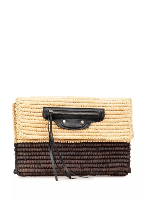 Balenciaga Pre-Owned 2014 Motocross Classic Envelope Giant 12 Raffia clutch bag - Brown