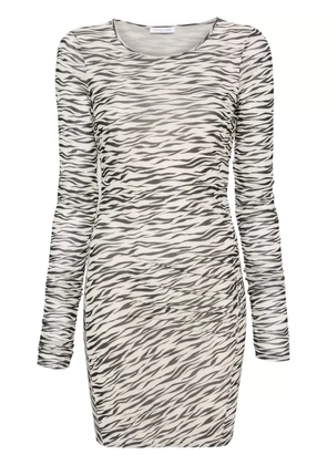 Patrizia Pepe zebra-print mesh minidress - Neutrals