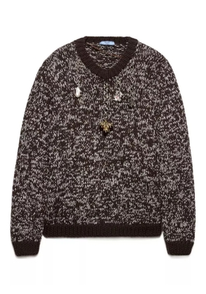 Prada charm-embellishment sweater - Brown