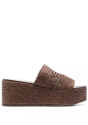 Casadei interwoven platform wedge sandals - Brown