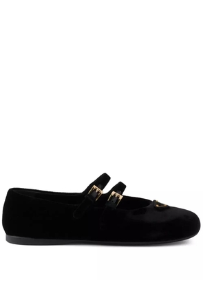 Prada velvet-finish ballerina shoes - Black