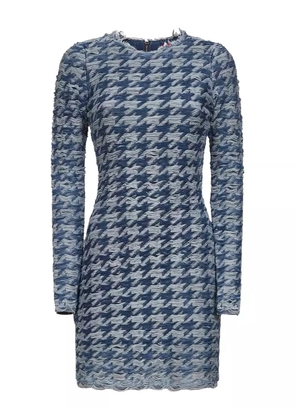 Diesel frayed-houndstooth mini dress - Blue