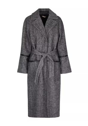 LIU JO sequin-embellished herringbone-pattern coat - Black