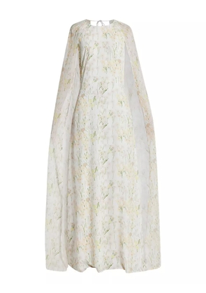 Bernadette floral-print cape maxi dress - White