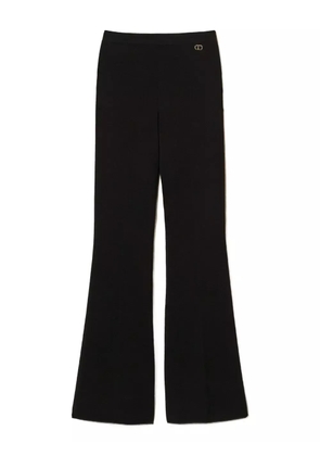 TWINSET flared logo-detail trousers - Black