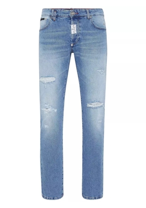 Philipp Plein distressed-effect straight-leg jeans - Blue