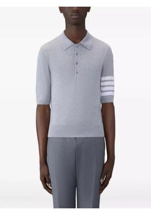 Thom Browne four-stripe short-sleeve polo shirt - Grey