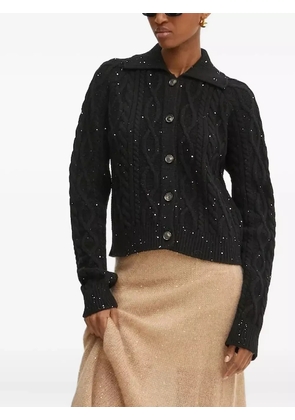 Liviana Conti sequin-embellished cable-knit cardigan - Black