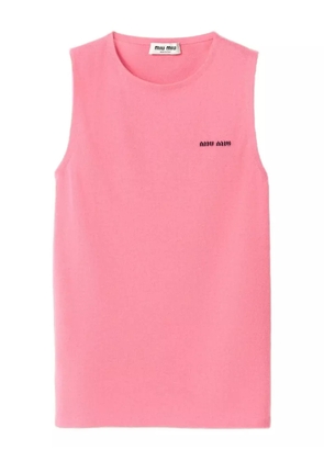 Miu Miu intarsia-logo sleeveless vest - Pink