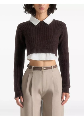 Manière De Voir Flavie detachable-collar cropped top - Brown