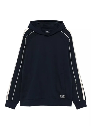 Ea7 Emporio Armani tape-detailed cotton hoodie - Blue
