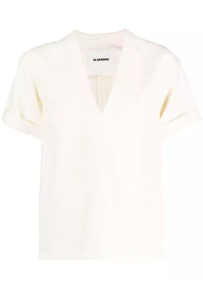 Jil Sander V-neck linen-blend blouse - Neutrals