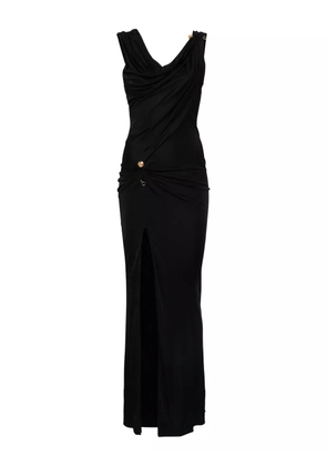 Versace asymmetric neck dress - Black