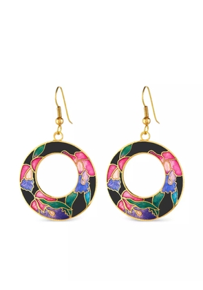 Susan Caplan Vintage 1980s floral-enamel cloisonné earrings - Gold