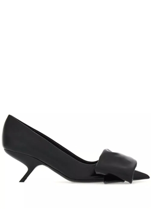 Ferragamo 105mm oversized-bow leather pumps - Black