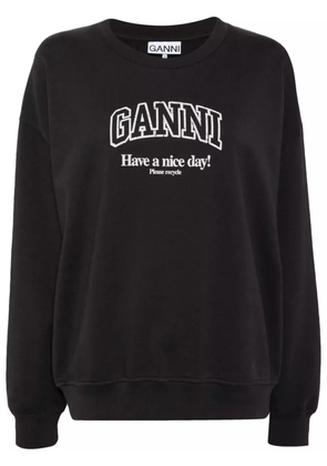 GANNI logo-print organic-cotton sweatshirt - Grey