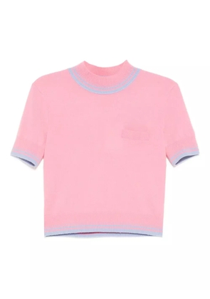 Self-Portrait contrast stripe knit top - Pink