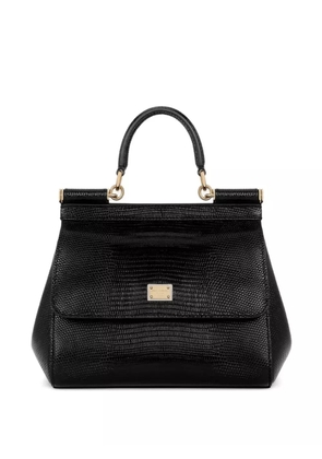 Dolce & Gabbana medium Sicily embossed-leather top-handle tote bag - Black