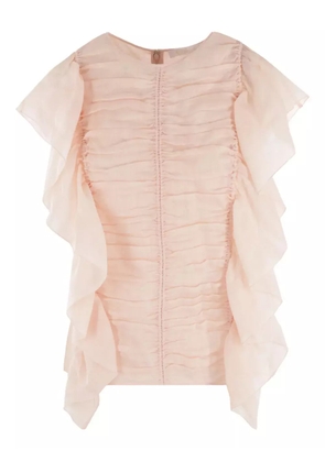 Chloé ruffle-trim ramie top - Pink