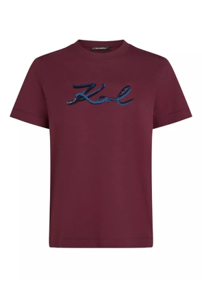 Karl Lagerfeld sequin-logo T-shirt - Red