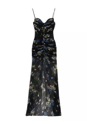 Blumarine floral-print ruched maxi dress - Black
