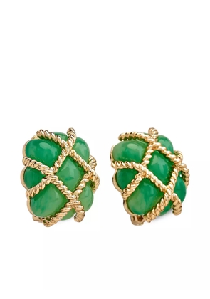 Kenneth Jay Lane quilted jade clip-on earrings - Green