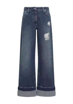 Simone Rocha distressed cuffed cotton jeans - Blue