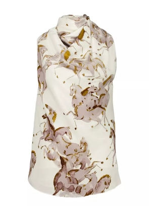 Altuzarra Sleary horse-print cowl-neck top - White