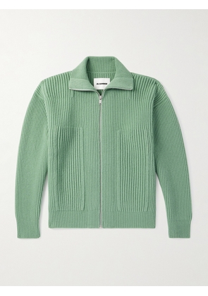 Jil Sander - Ribbed Wool Zip-Up Cardigan - Men - Green - IT 46