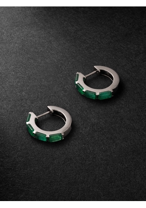 SHAY - 18-Karat Blackened Gold Emerald Hoop Earrings - Men - Black