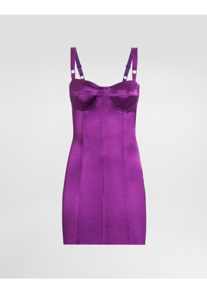 Dolce & Gabbana Satin Dress - Woman Dresses Purple Satin 36