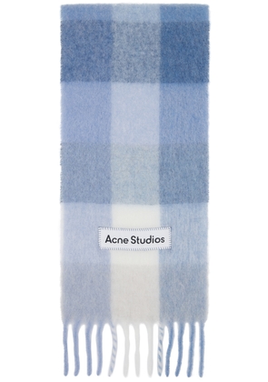 Acne Studios Blue & White Mohair Checked Scarf
