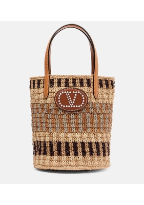 Valentino Garavani VLogo Signature Small raffia bucket bag