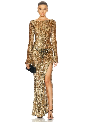 Lapointe Abstract Sequin Slit Gown in Gold - Metallic Gold. Size 2 (also in ).