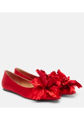 Ferragamo Gemy floral-applique satin ballet flats