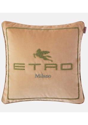 Etro Sponge logo cotton and wool cushion