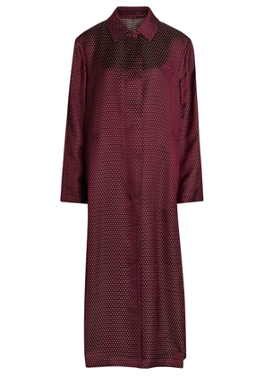 Dries Van Noten Raltonas Patterned Satin Coat - Burgundy - 40 (UK12 / M)
