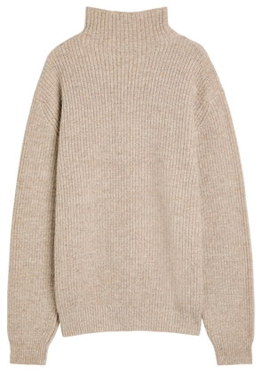 Lemaire High Neck Ribbed Alpaca-blend Jumper - Beige - XL