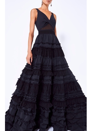 Alexis - Romina Ruffled Maxi Dress - Black - S - Moda Operandi