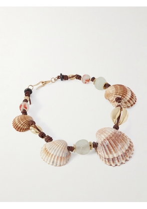 TOHUM - Samsara Gold-plated, Sea Glass, Shell And Cord Necklace - Brown - One size
