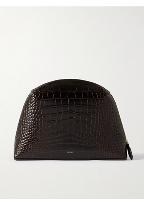 TOTEME - Croc-effect Leather Clutch - Brown - One size