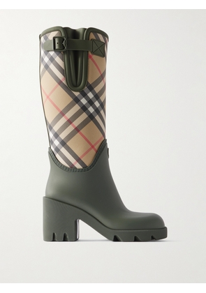 Burberry - Checked Canvas-trimmed Tpu Rain Boots - Green - IT36,IT37,IT38,IT39,IT40,IT41
