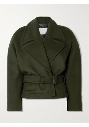 Stella McCartney - Cropped Belted Double-breasted Wool Coat - Green - IT34,IT36,IT38,IT40,IT42,IT44,IT46,IT48