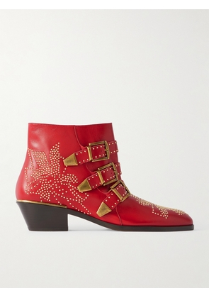 Chloé - Susanna Studded Leather Ankle Boots - Red - IT36,IT37,IT37.5,IT38,IT38.5,IT39,IT39.5,IT40,IT41