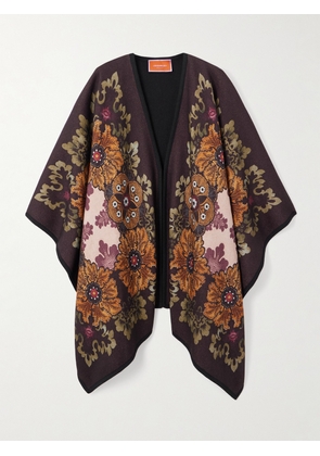 La DoubleJ - Printed Wool Cape - Burgundy - One size